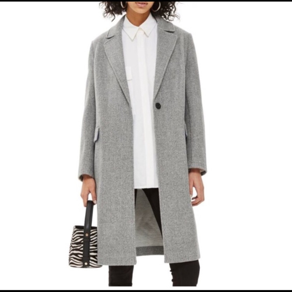 TopShop Lily Midi Grey Coat size 4